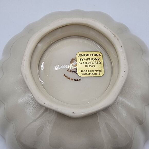 Lenox Symphony Candy Dish Sculpted Bowl Gold Trim Made in USA - Picture 3 of 3